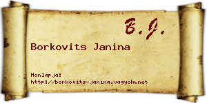 Borkovits Janina névjegykártya
